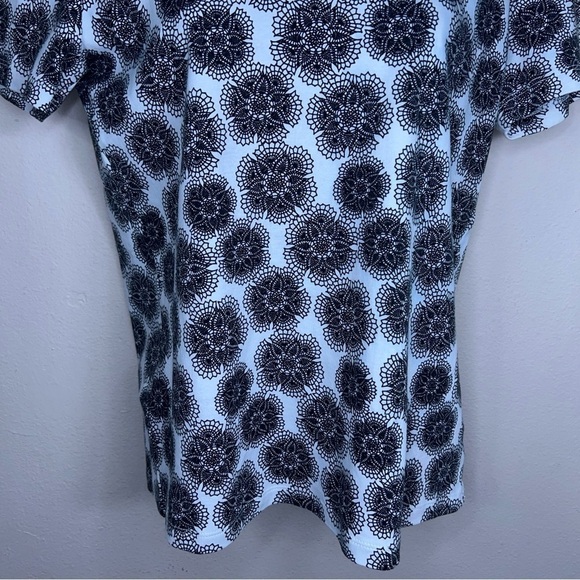 MEDIUM WHITE STAG BLACK WHITE GEOMETRIC BOHO TEE SHORT SLEEVE CASUAL STRETCH - Picture 5 of 9
